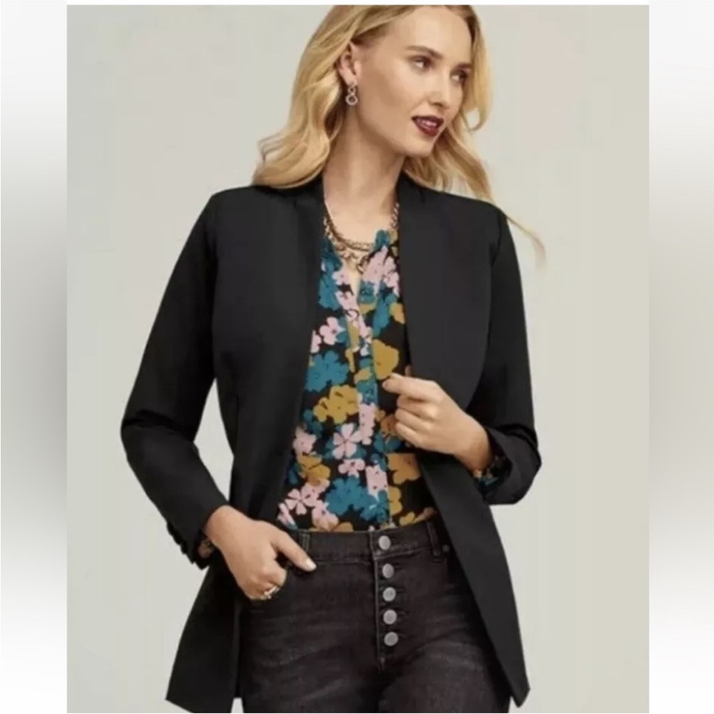 Cabi 4119 Long Black Dinner Blazer Jacket Size 10 Stretch Travel